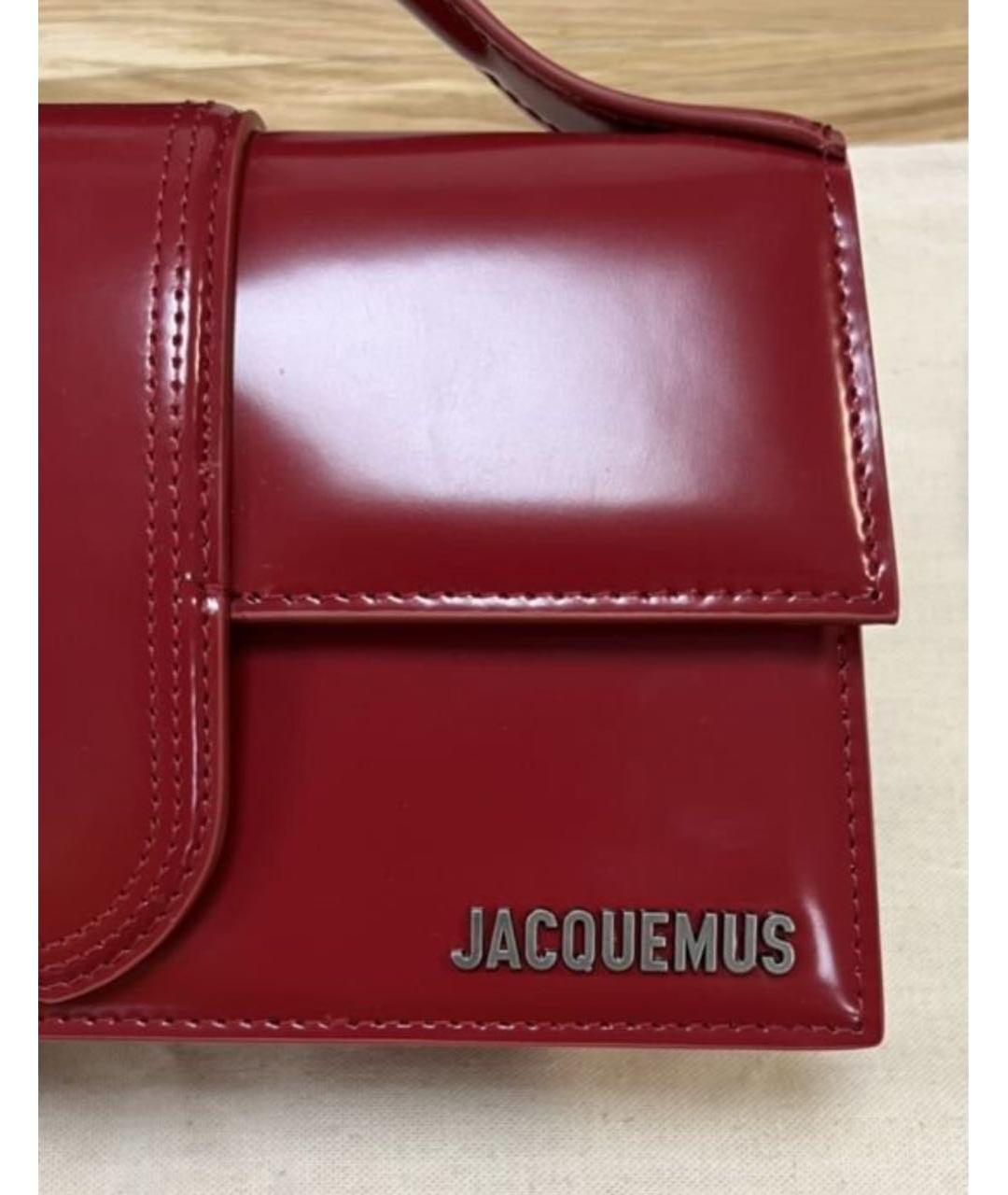 JACQUEMUS Бордовая кожаная сумка с короткими ручками, фото 3