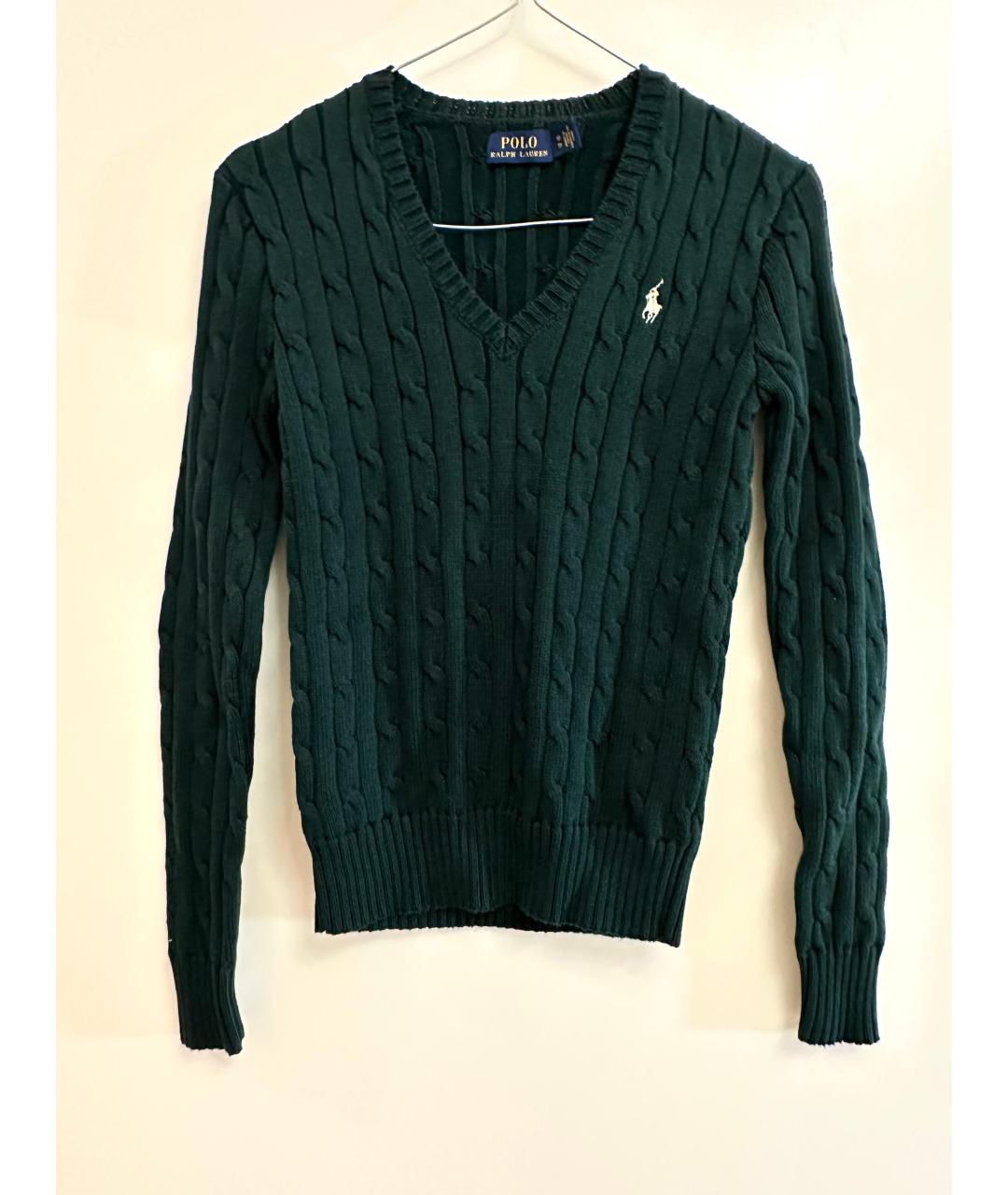 POLO RALPH LAUREN Зеленый хлопковый джемпер / свитер, фото 4