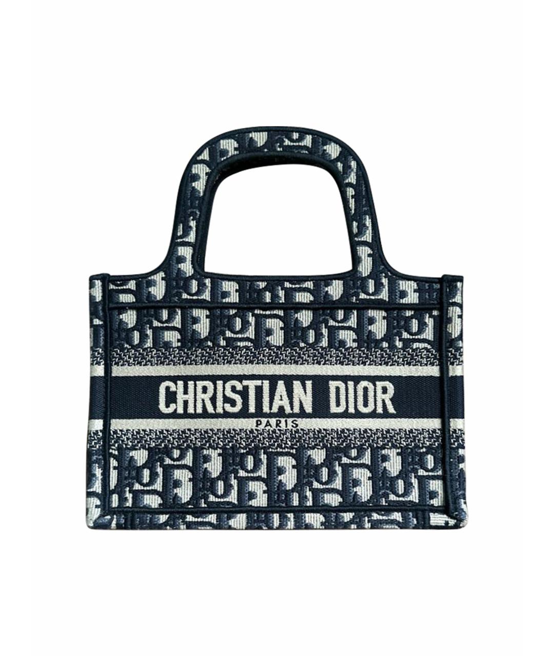 CHRISTIAN DIOR PRE-OWNED Темно-синяя жаккардовая сумка с короткими ручками, фото 1