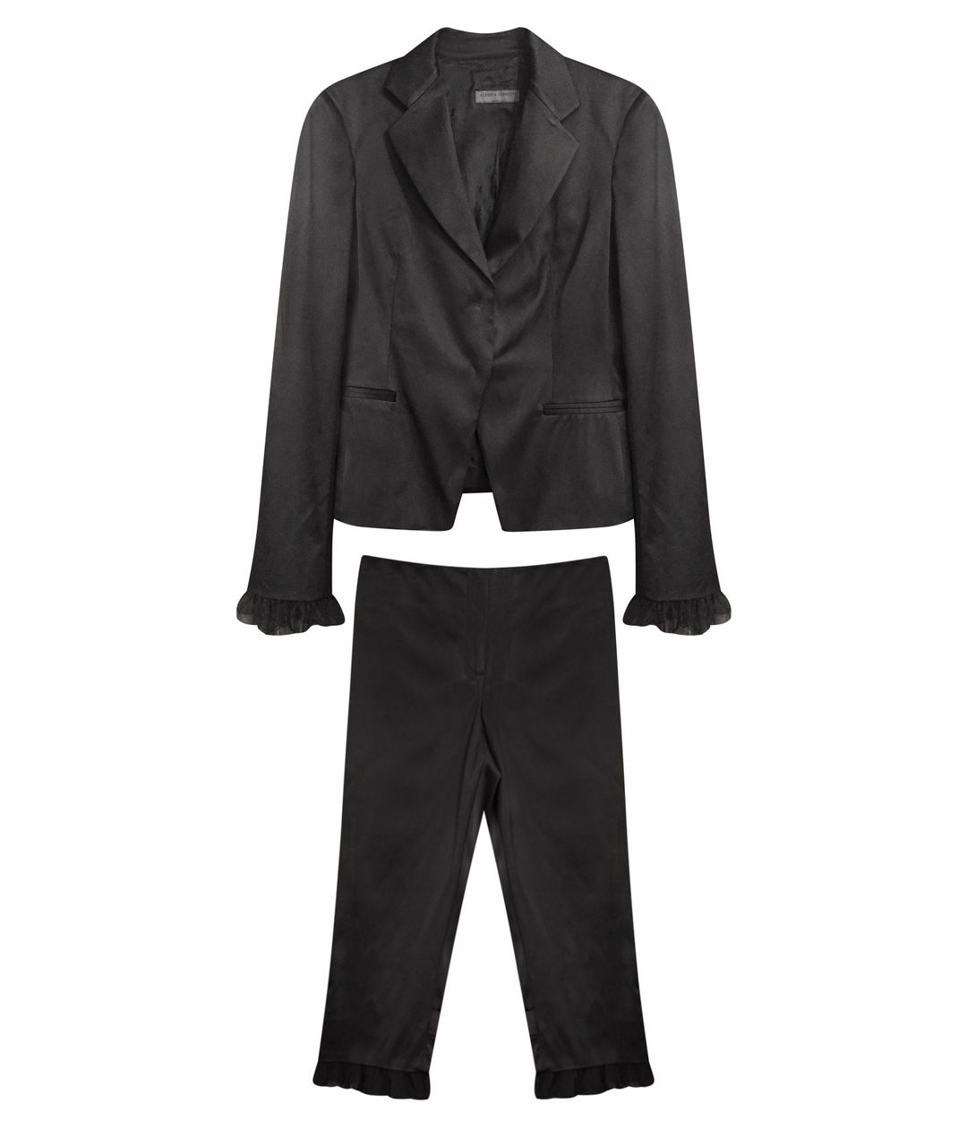 ALBERTA FERRETTI Черный шелковый костюм с брюками, фото 1
