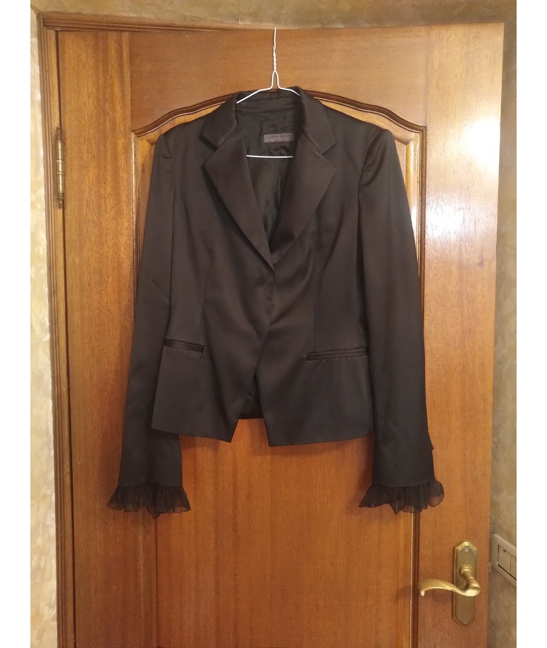 ALBERTA FERRETTI Черный шелковый костюм с брюками, фото 7