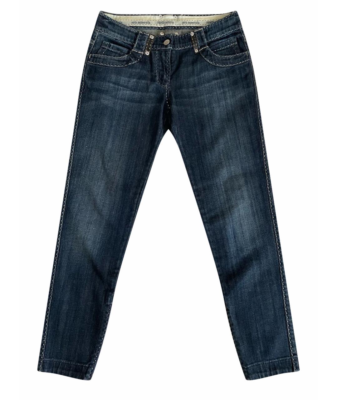 FENDI Синие хлопковые джинсы слим, фото 1