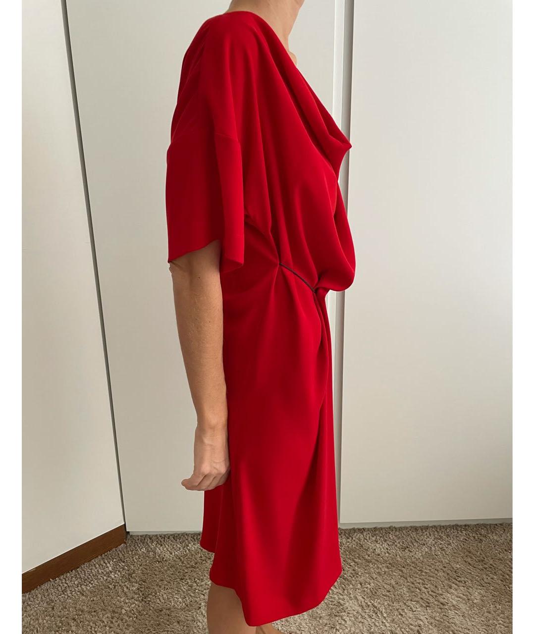 A.F.VANDEVORST Красное полиэстеровое коктейльное платье, фото 8