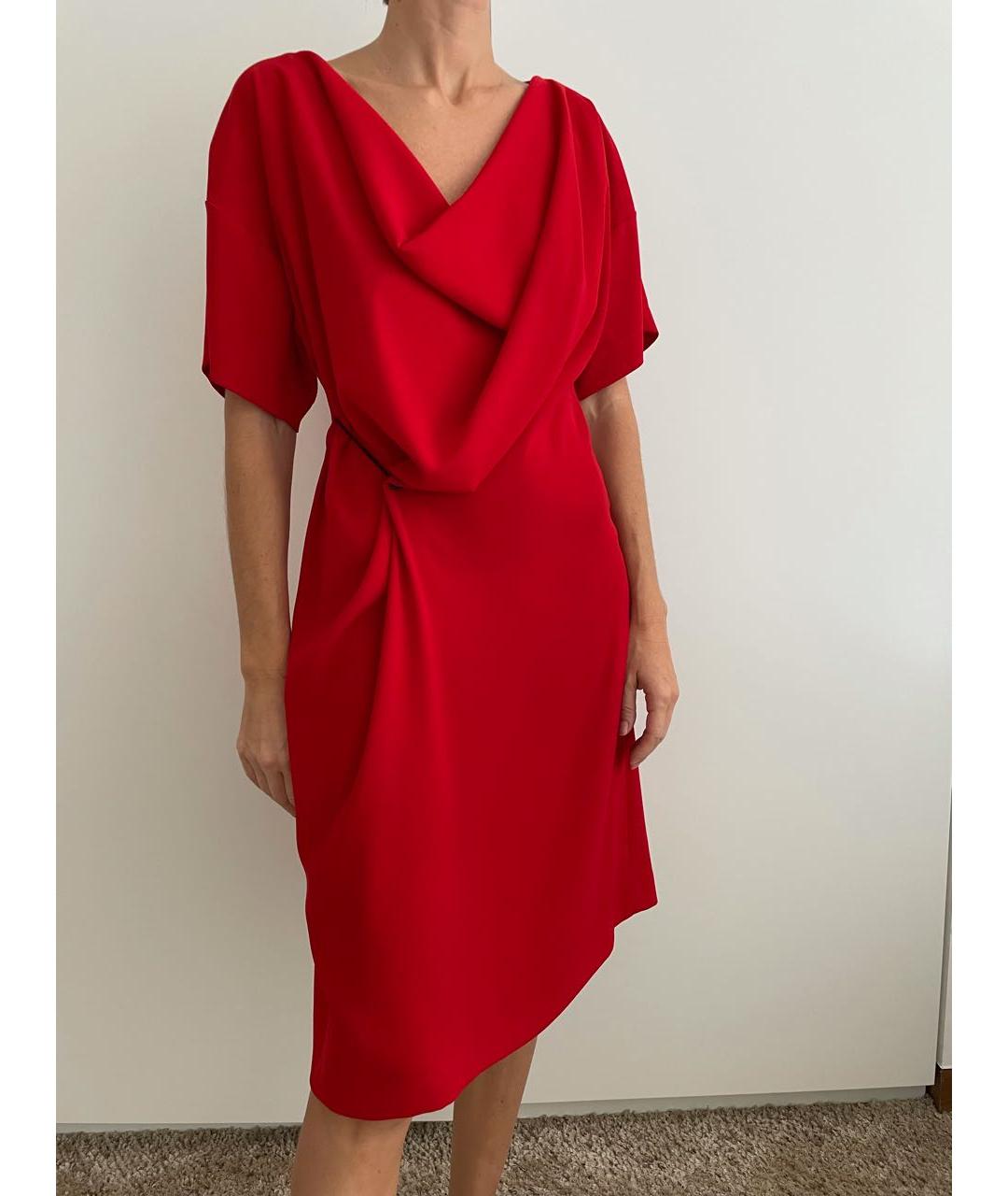 A.F.VANDEVORST Красное полиэстеровое коктейльное платье, фото 6