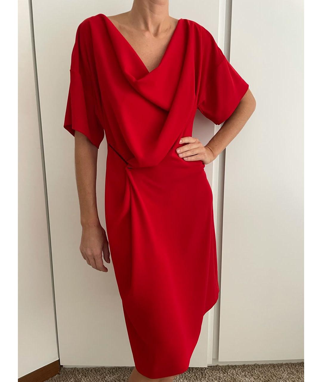 A.F.VANDEVORST Красное полиэстеровое коктейльное платье, фото 5