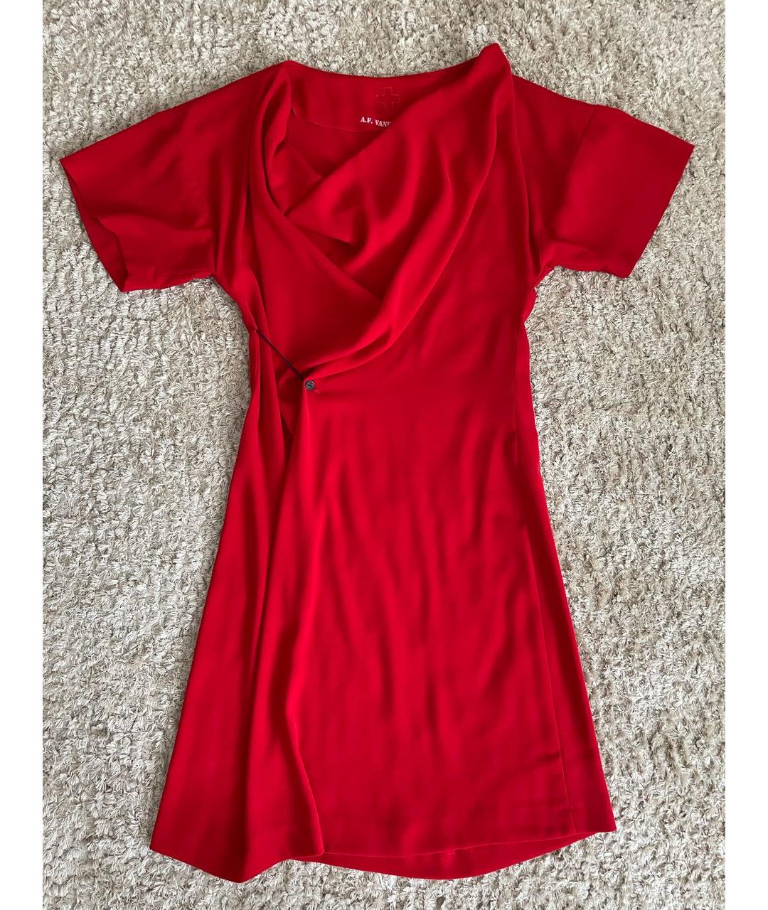 A.F.VANDEVORST Красное полиэстеровое коктейльное платье, фото 9