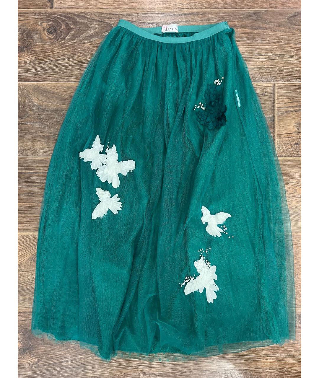 VALENTINO Зеленая полиэстеровая юбка макси, фото 9