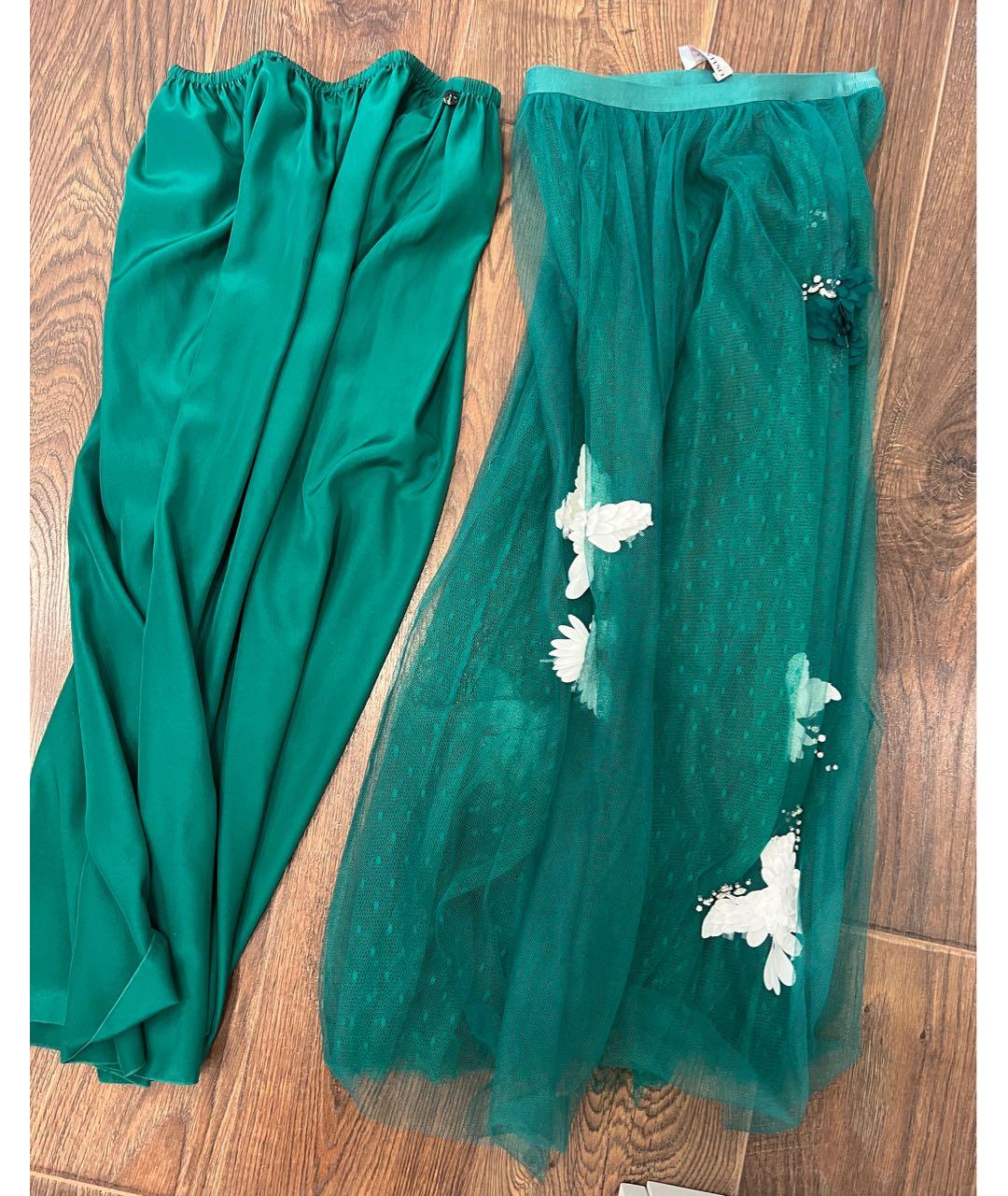VALENTINO Зеленая полиэстеровая юбка макси, фото 2