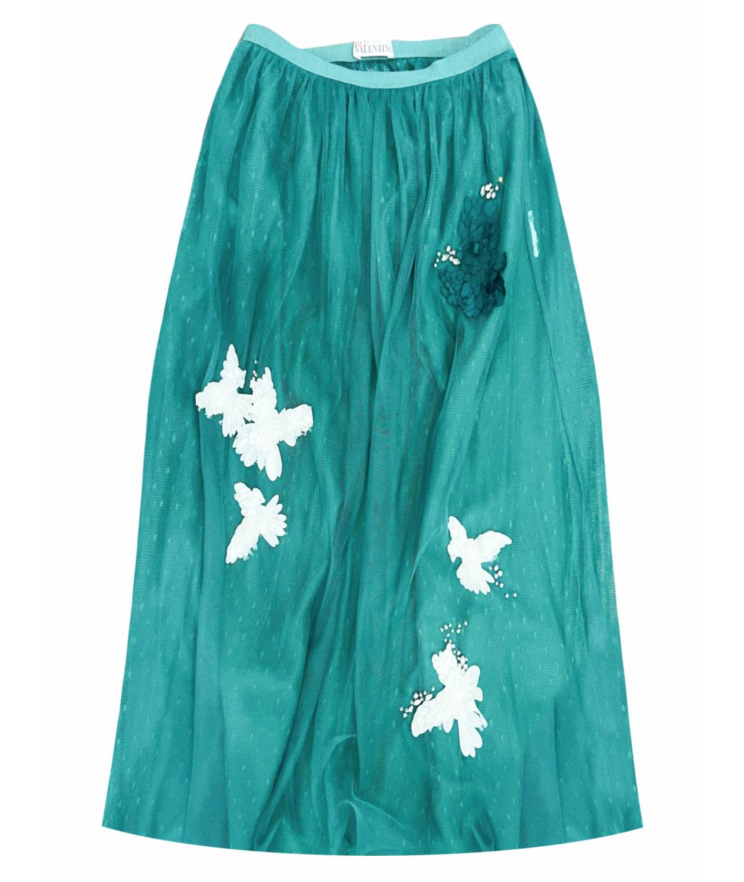 VALENTINO Зеленая полиэстеровая юбка макси, фото 1