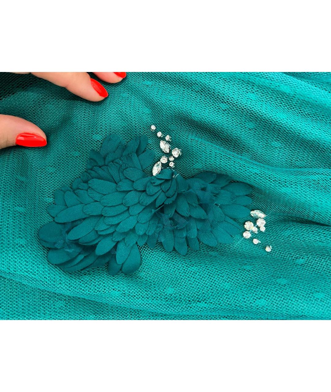 VALENTINO Зеленая полиэстеровая юбка макси, фото 7