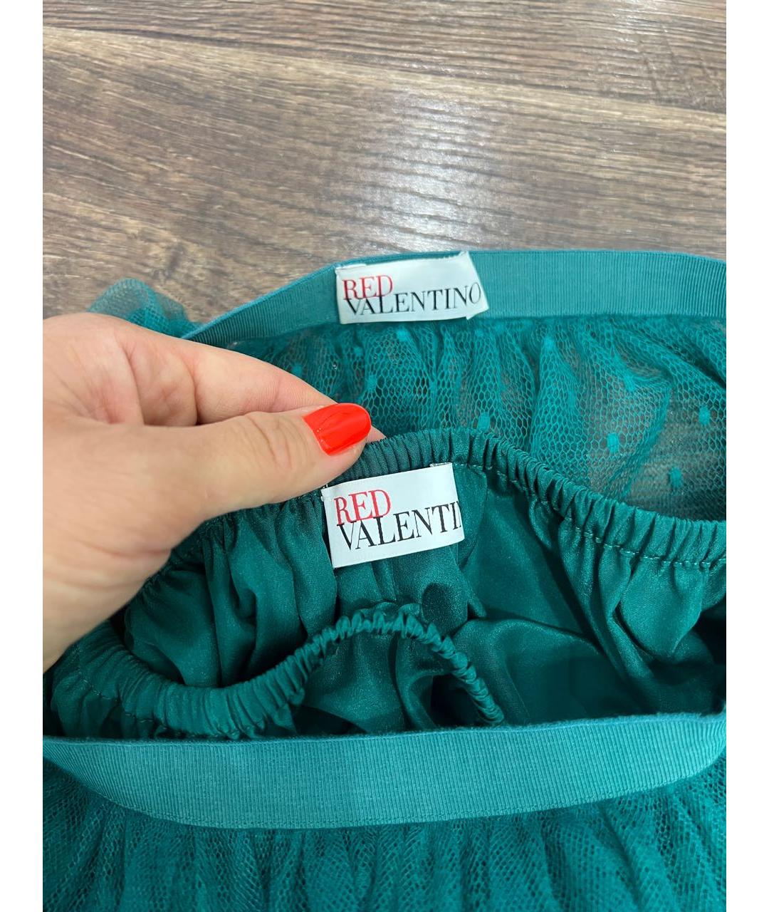 VALENTINO Зеленая полиэстеровая юбка макси, фото 3