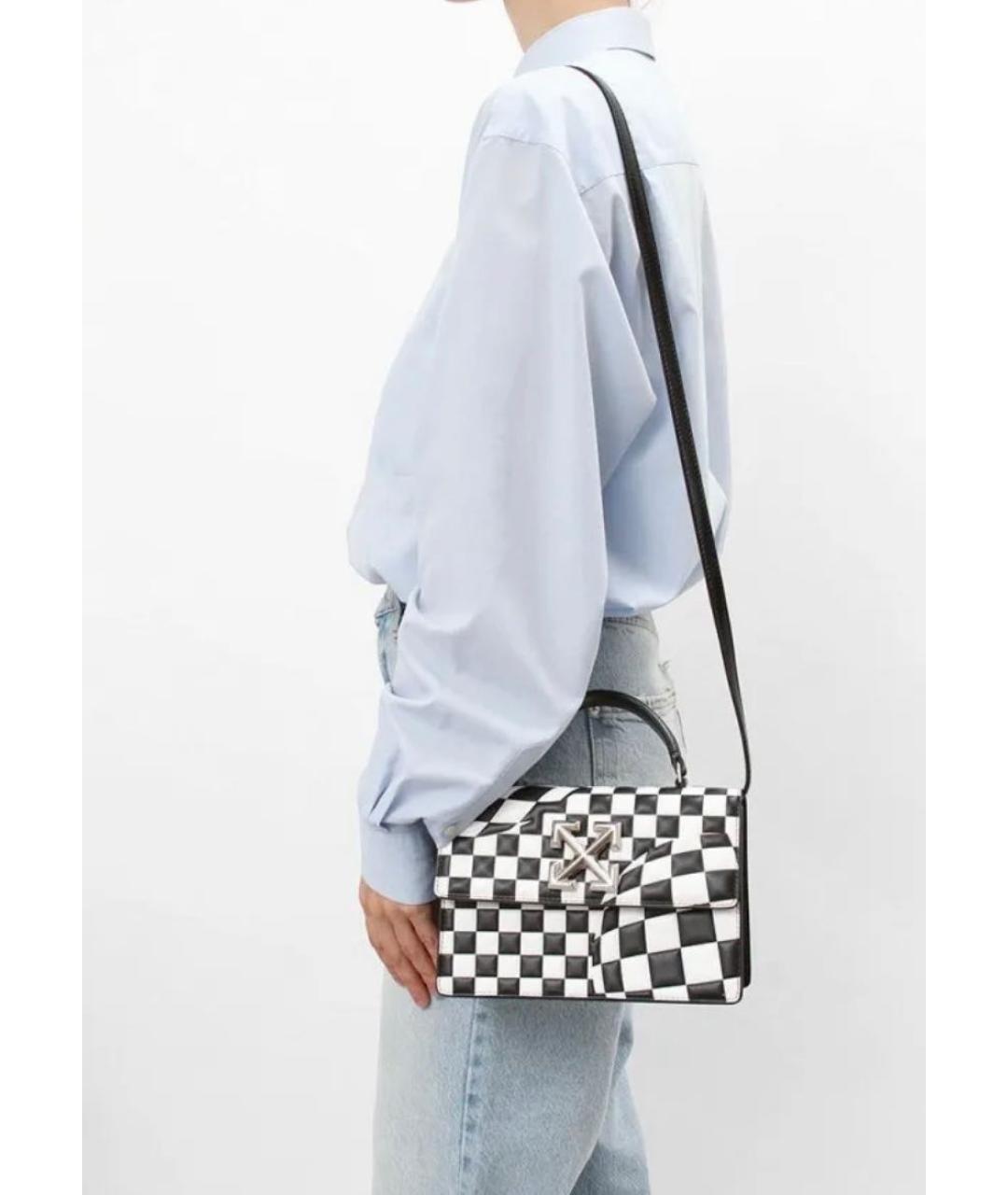 OFF-WHITE Белая кожаная сумка с короткими ручками, фото 2
