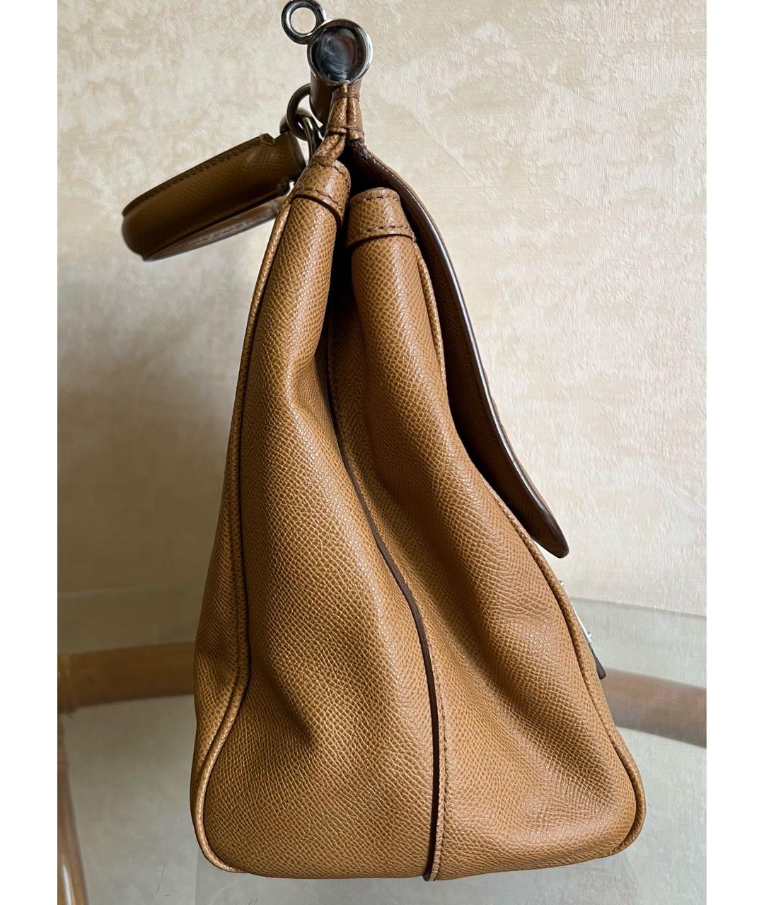 DOLCE&GABBANA Коричневая кожаная сумка тоут, фото 2