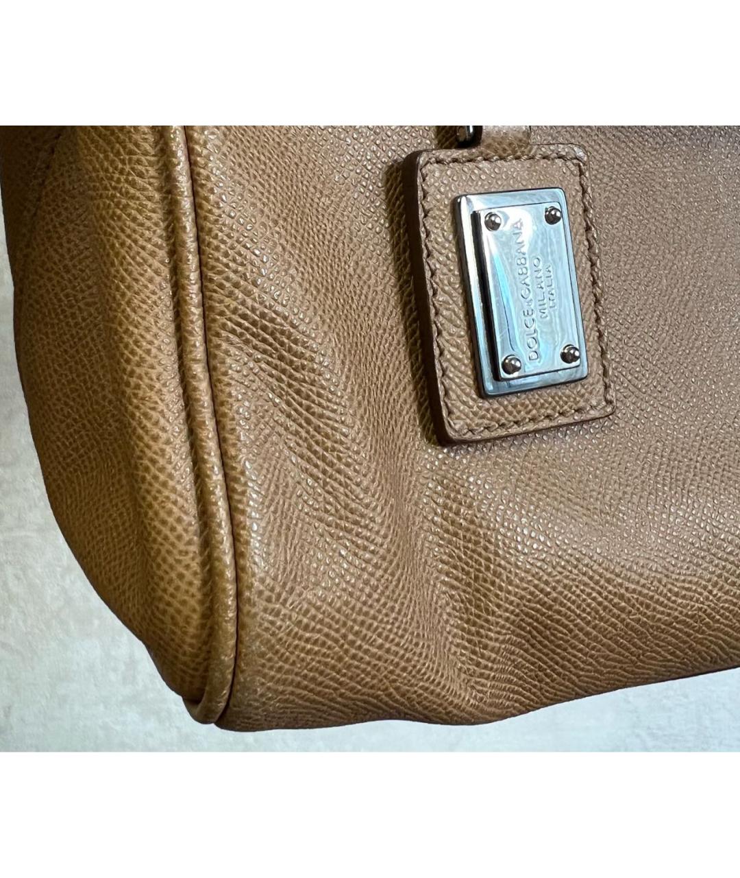 DOLCE&GABBANA Коричневая кожаная сумка тоут, фото 6