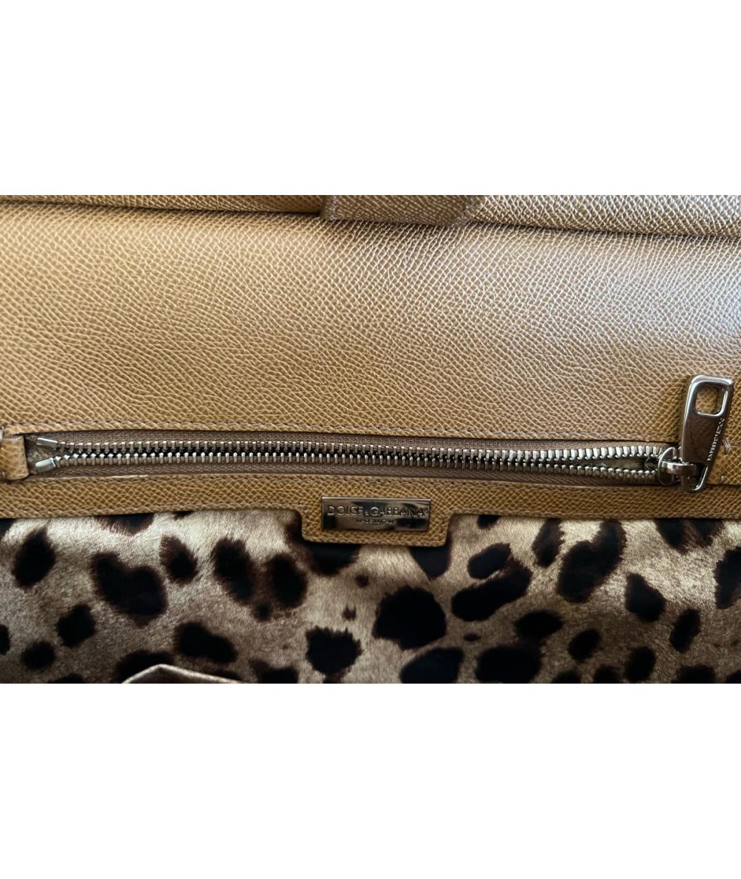DOLCE&GABBANA Коричневая кожаная сумка тоут, фото 4