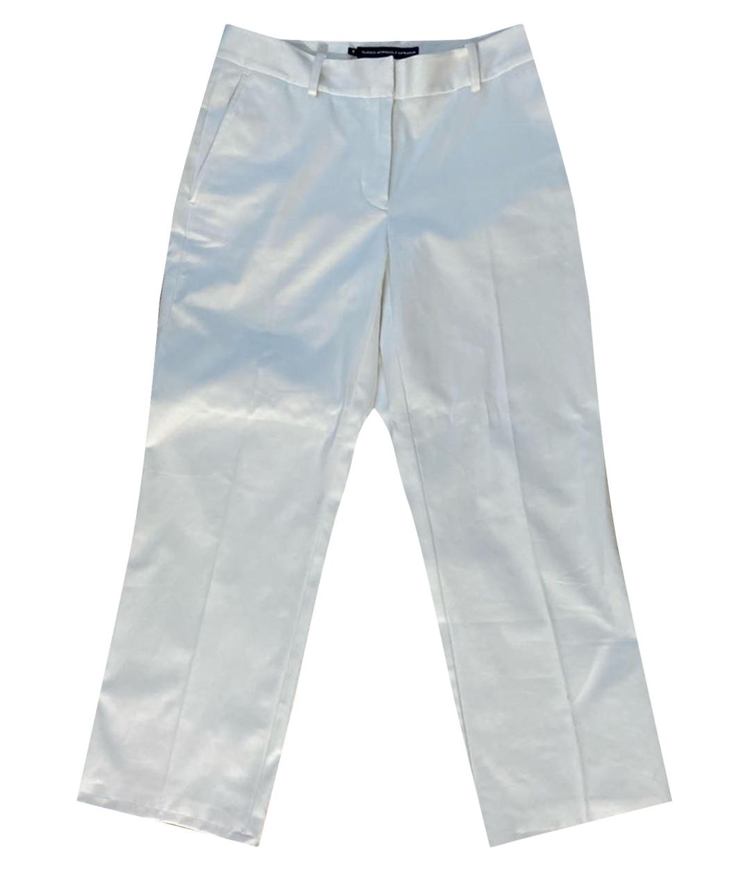 RALPH LAUREN Белые хлопко-эластановые прямые брюки, фото 1
