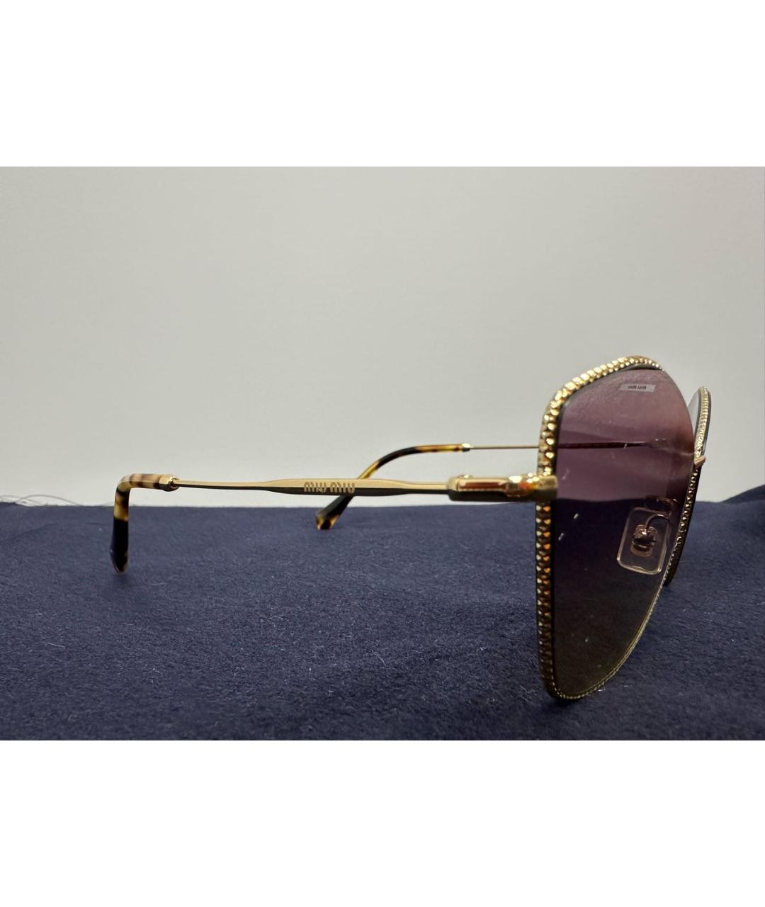MIU MIU Золотые металлические солнцезащитные очки, фото 8