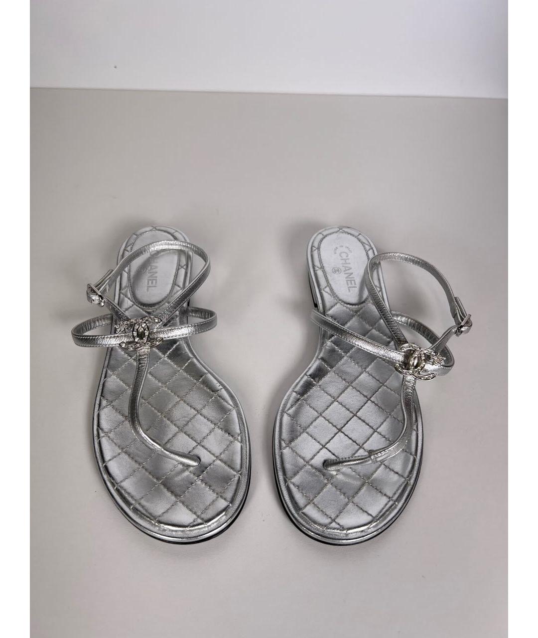 CHANEL PRE-OWNED Серебряные сандалии, фото 2