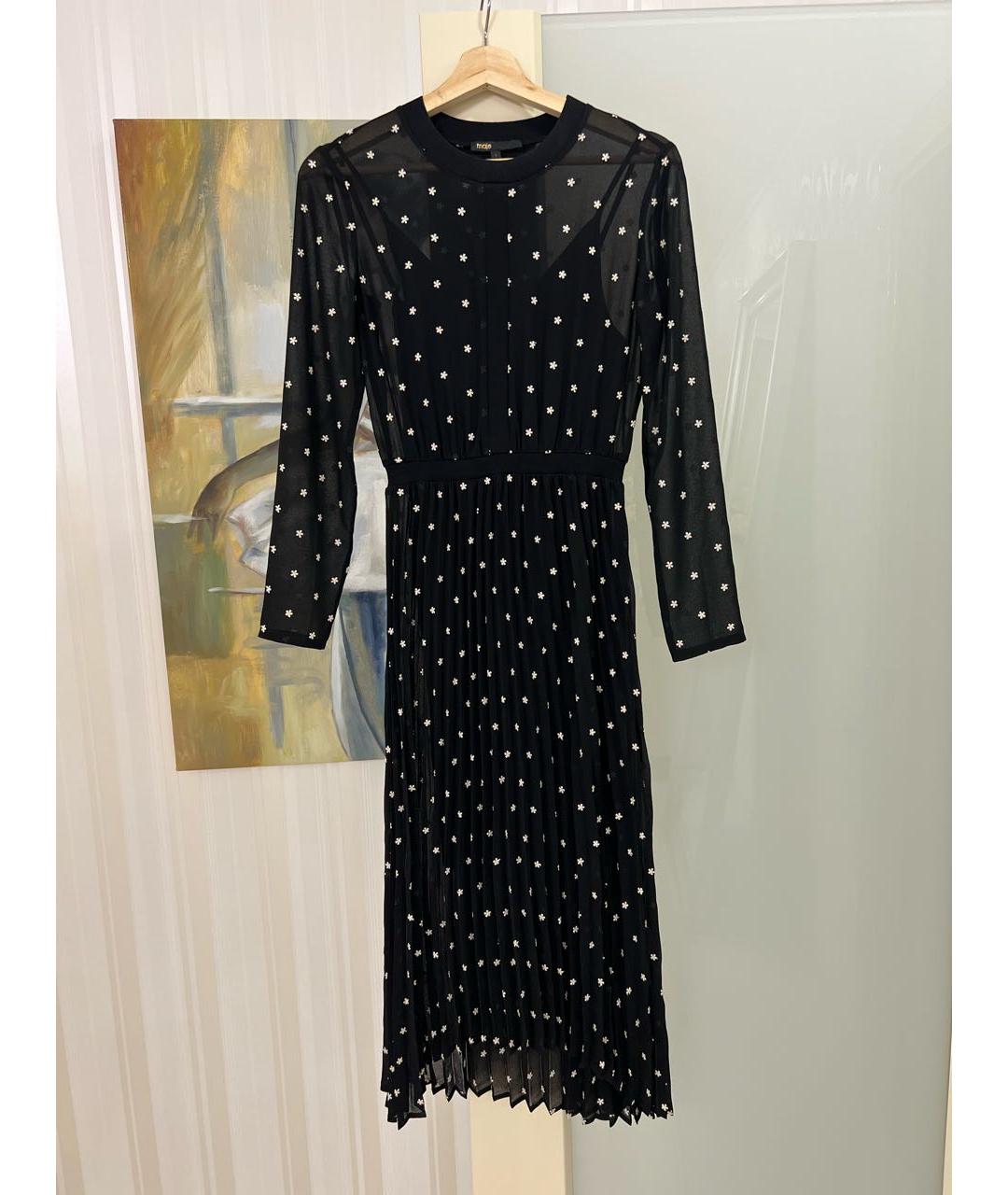MAJE Черное полиэстеровое коктейльное платье, фото 8