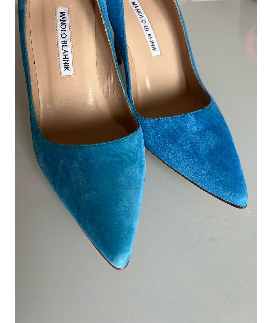 MANOLO BLAHNIK Голубые замшевые туфли, фото 2