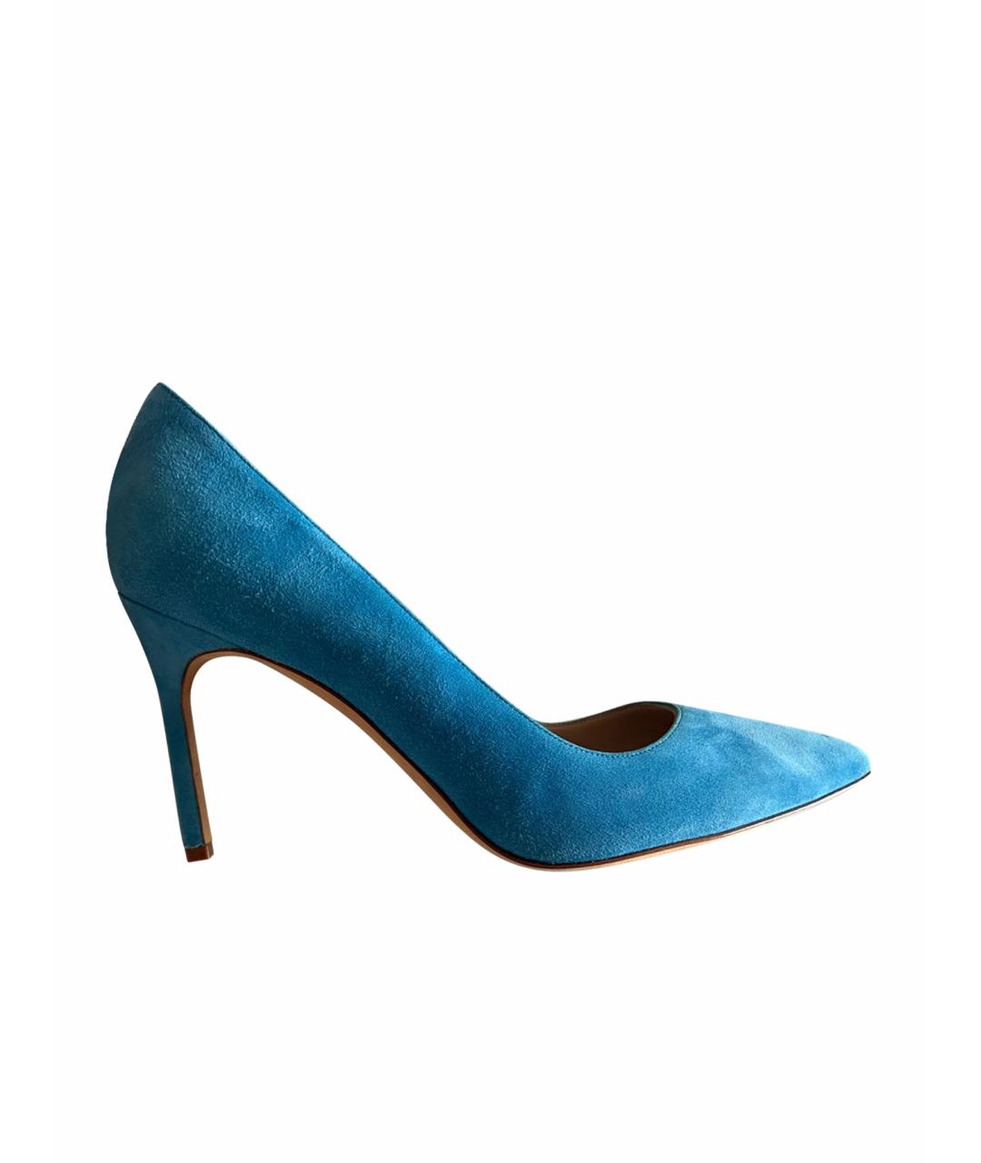 MANOLO BLAHNIK Голубые замшевые туфли, фото 6