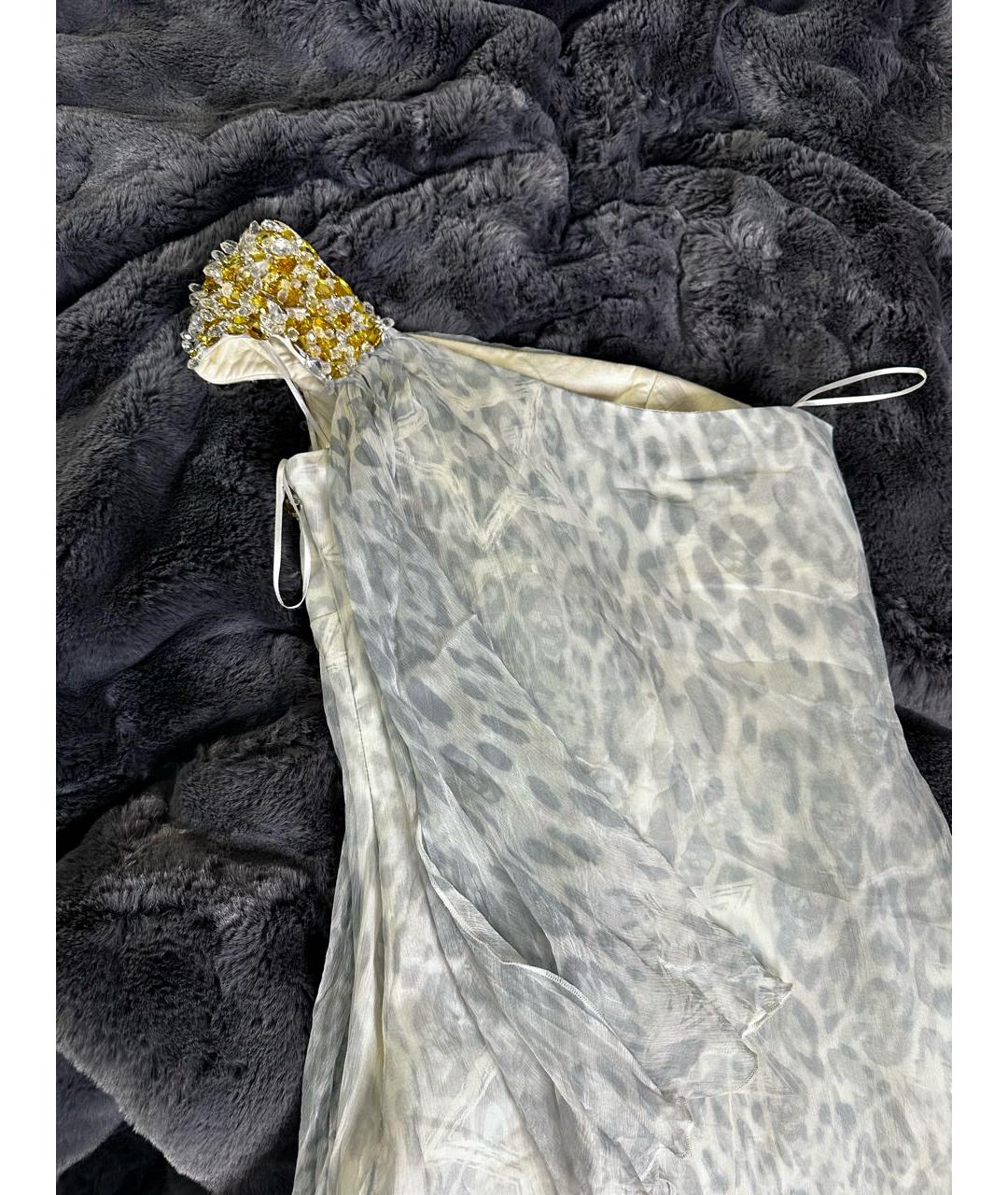 PHILIPP PLEIN Белое шелковое вечернее платье, фото 3