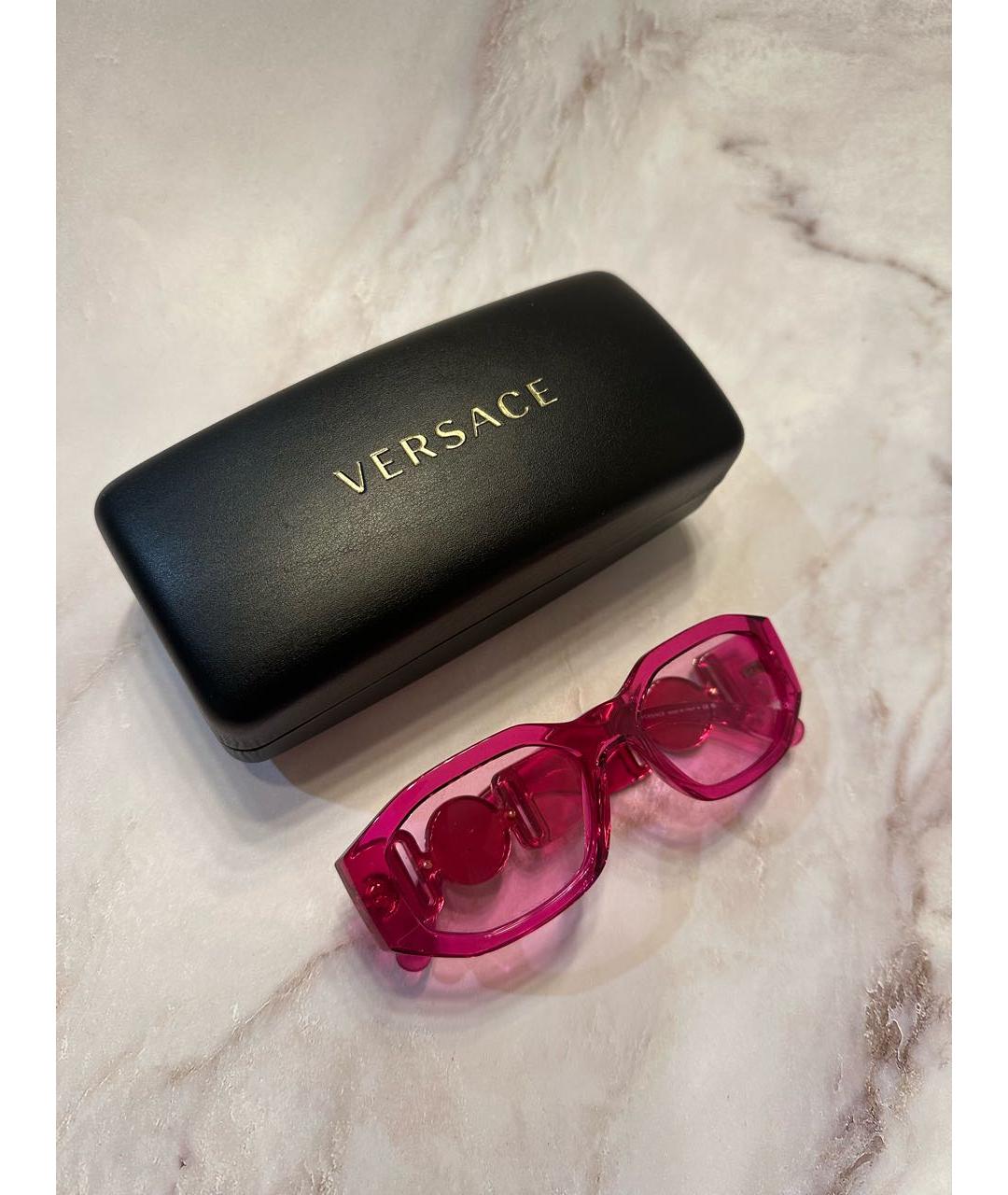 VERSACE Розовые пластиковые солнцезащитные очки, фото 3