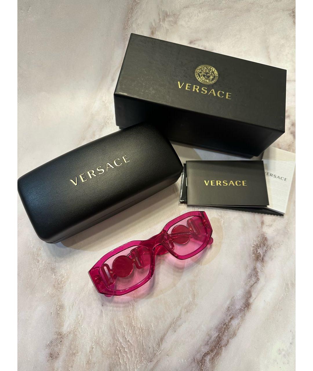 VERSACE Розовые пластиковые солнцезащитные очки, фото 5