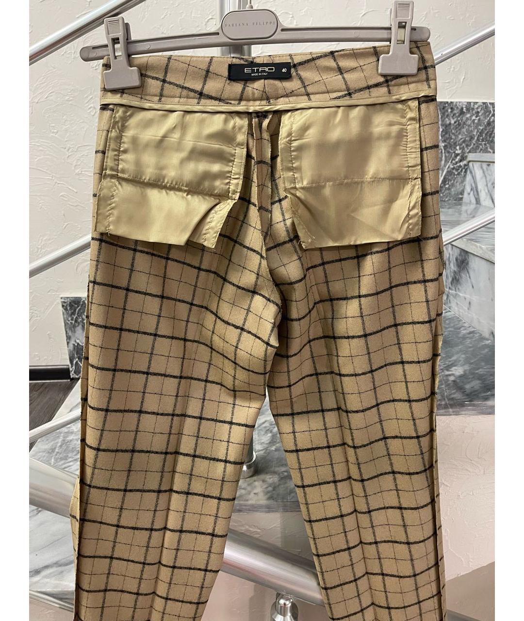 ETRO Бежевые шерстяные брюки узкие, фото 4