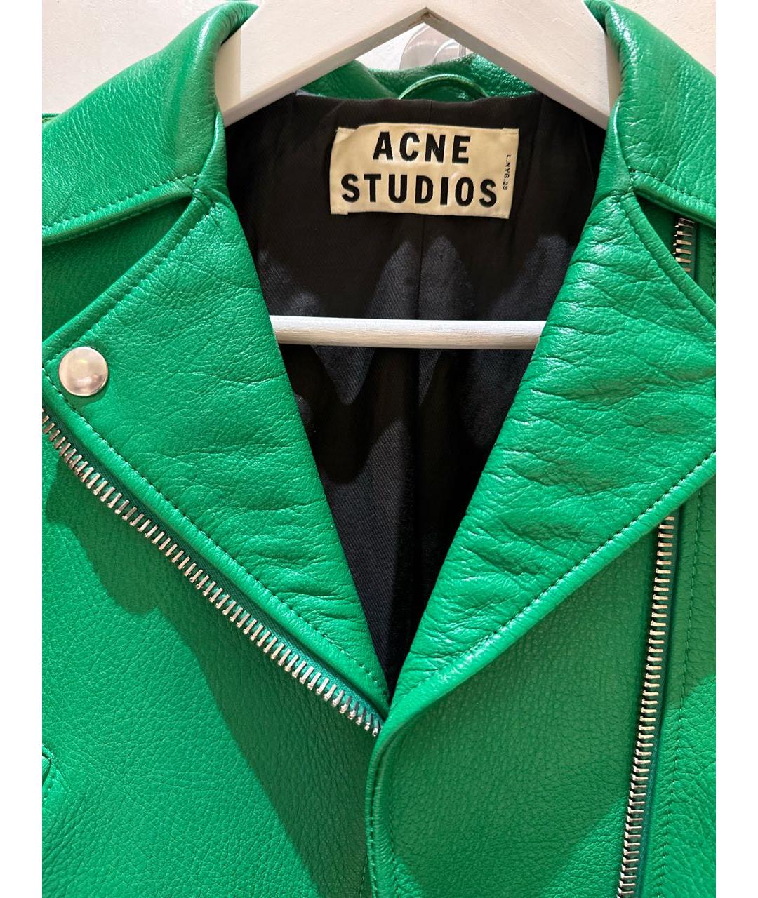 ACNE STUDIOS Зеленая кожаная куртка, фото 3