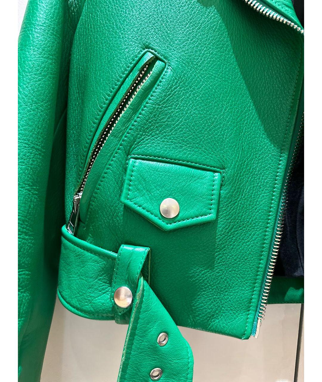 ACNE STUDIOS Зеленая кожаная куртка, фото 4