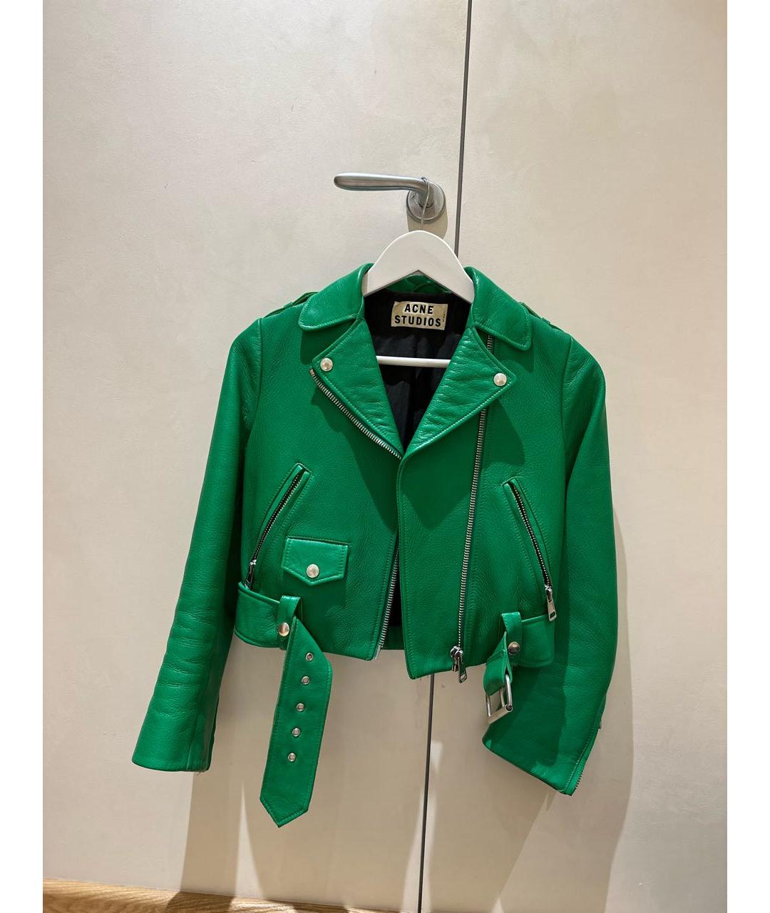 ACNE STUDIOS Зеленая кожаная куртка, фото 6