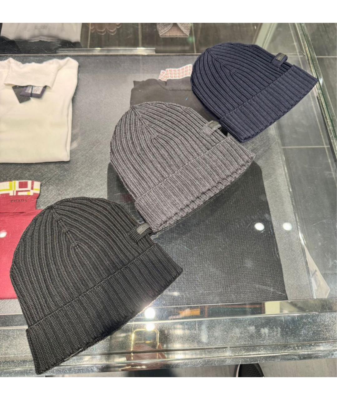 PRADA Темно-синяя шерстяная шапка, фото 8