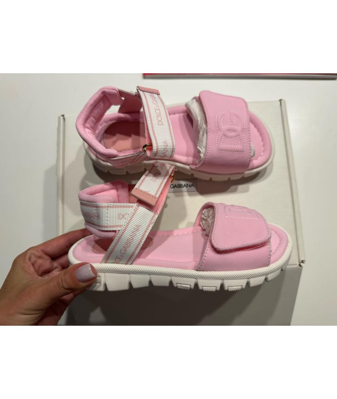 DOLCE&GABBANA Розовые текстильные сандалии и шлепанцы, фото 4