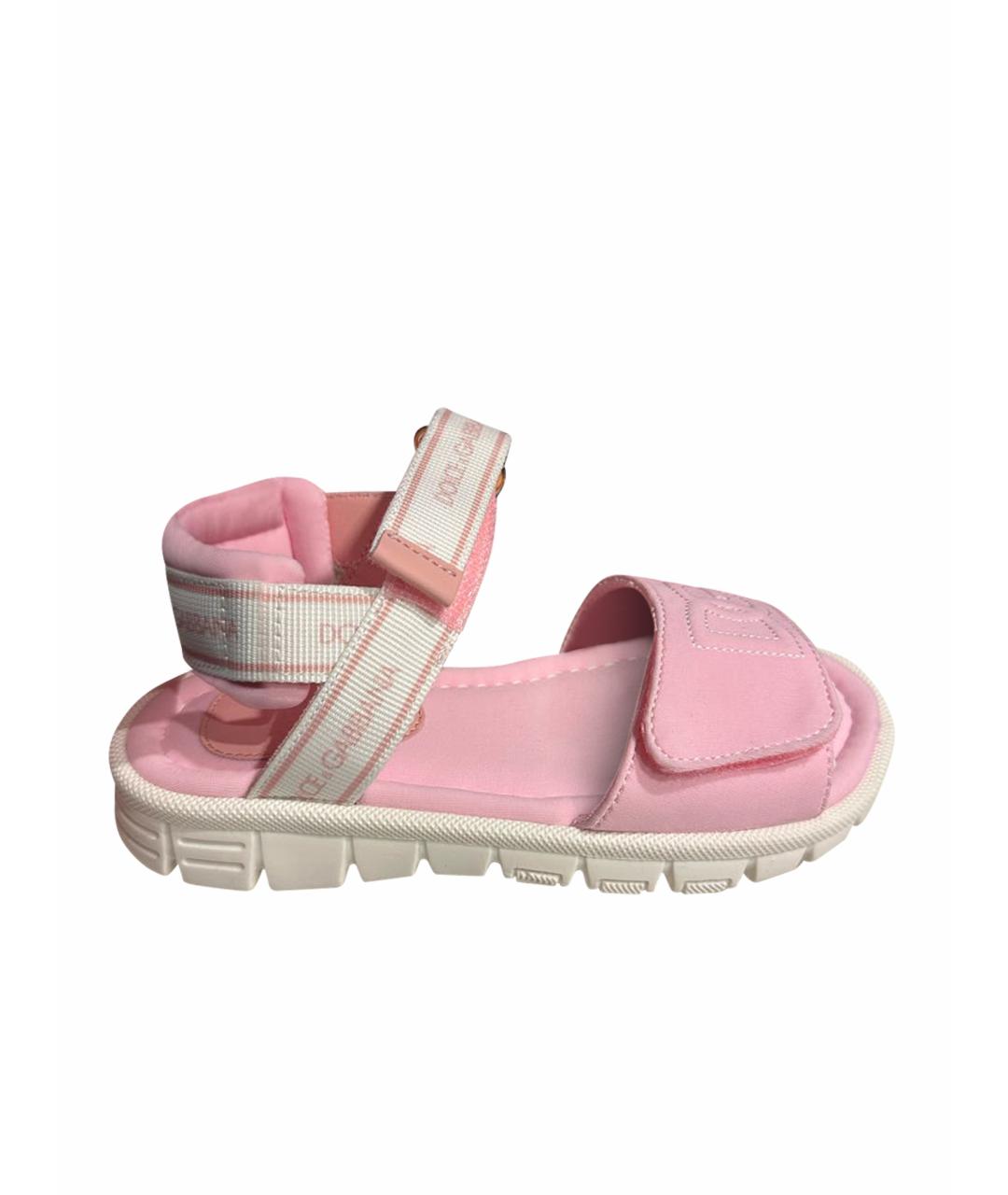 DOLCE&GABBANA Розовые текстильные сандалии и шлепанцы, фото 1