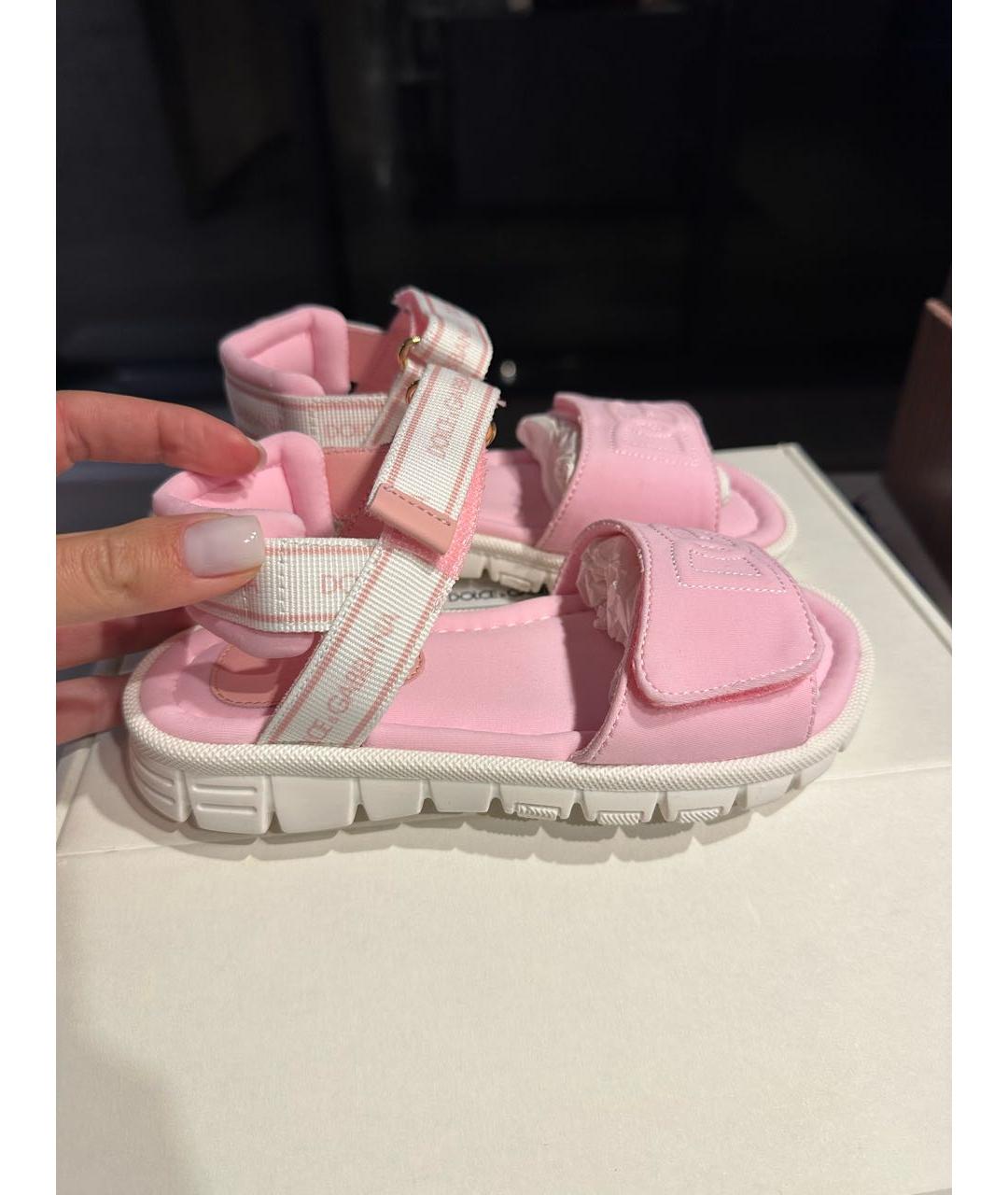 DOLCE&GABBANA Розовые текстильные сандалии и шлепанцы, фото 5