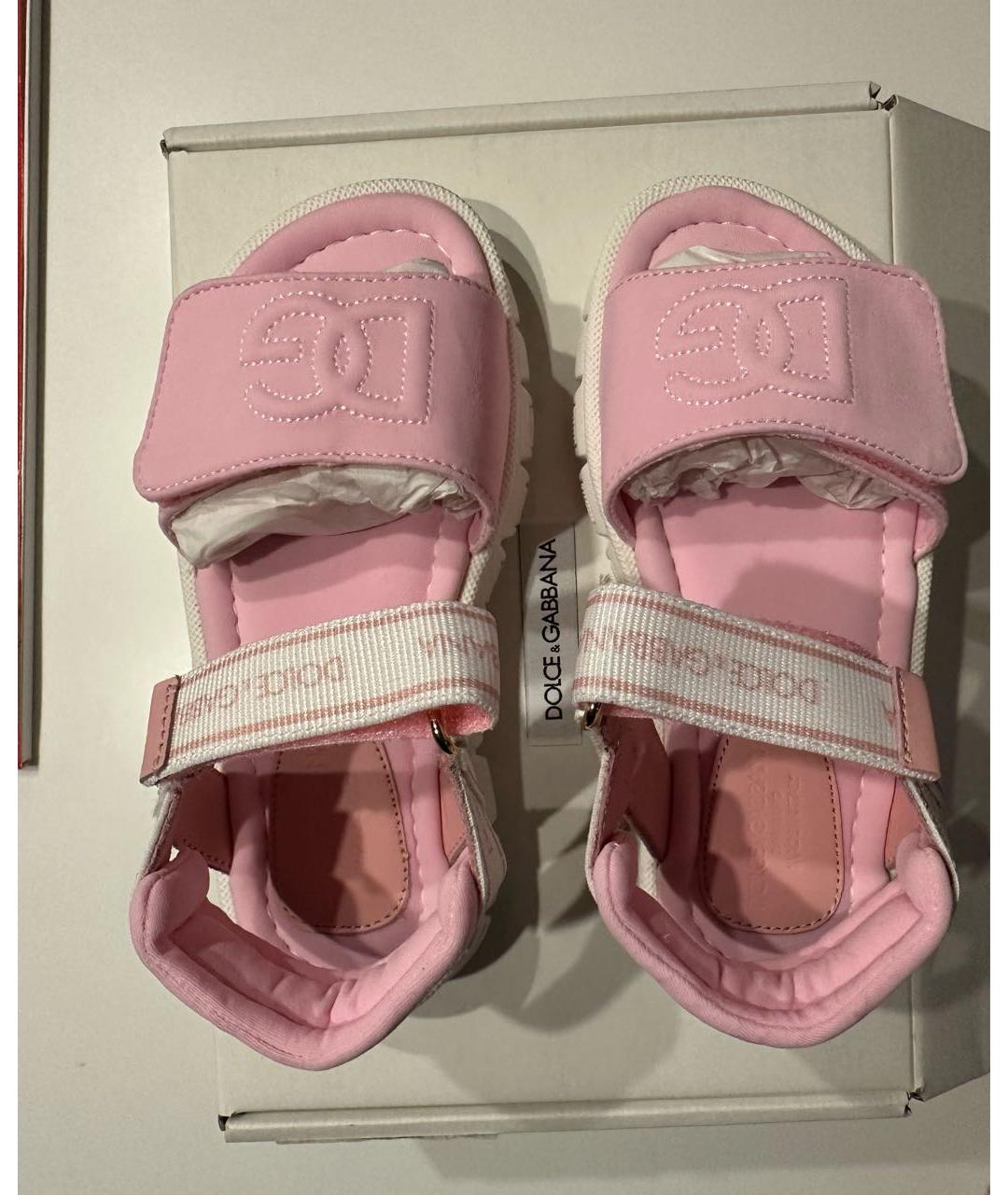 DOLCE&GABBANA Розовые текстильные сандалии и шлепанцы, фото 2
