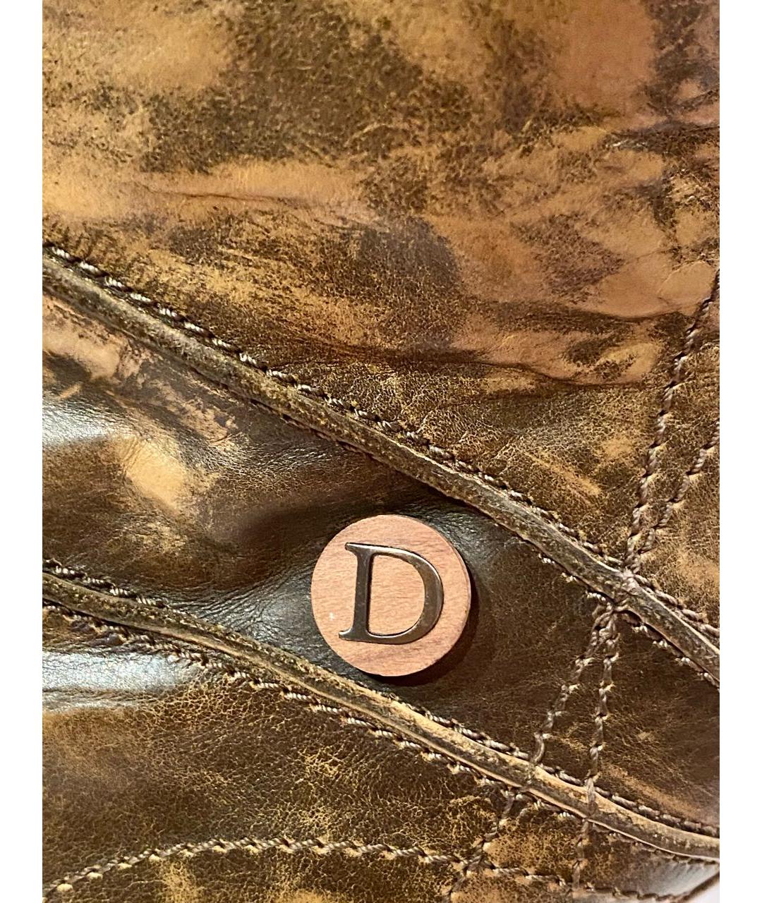 CHRISTIAN DIOR Хаки кожаные ботильоны, фото 7