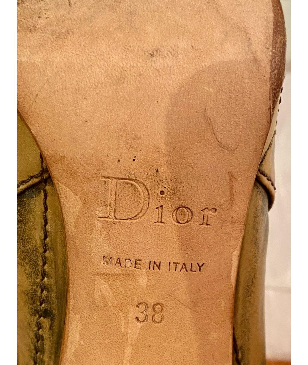 CHRISTIAN DIOR Хаки кожаные ботильоны, фото 5