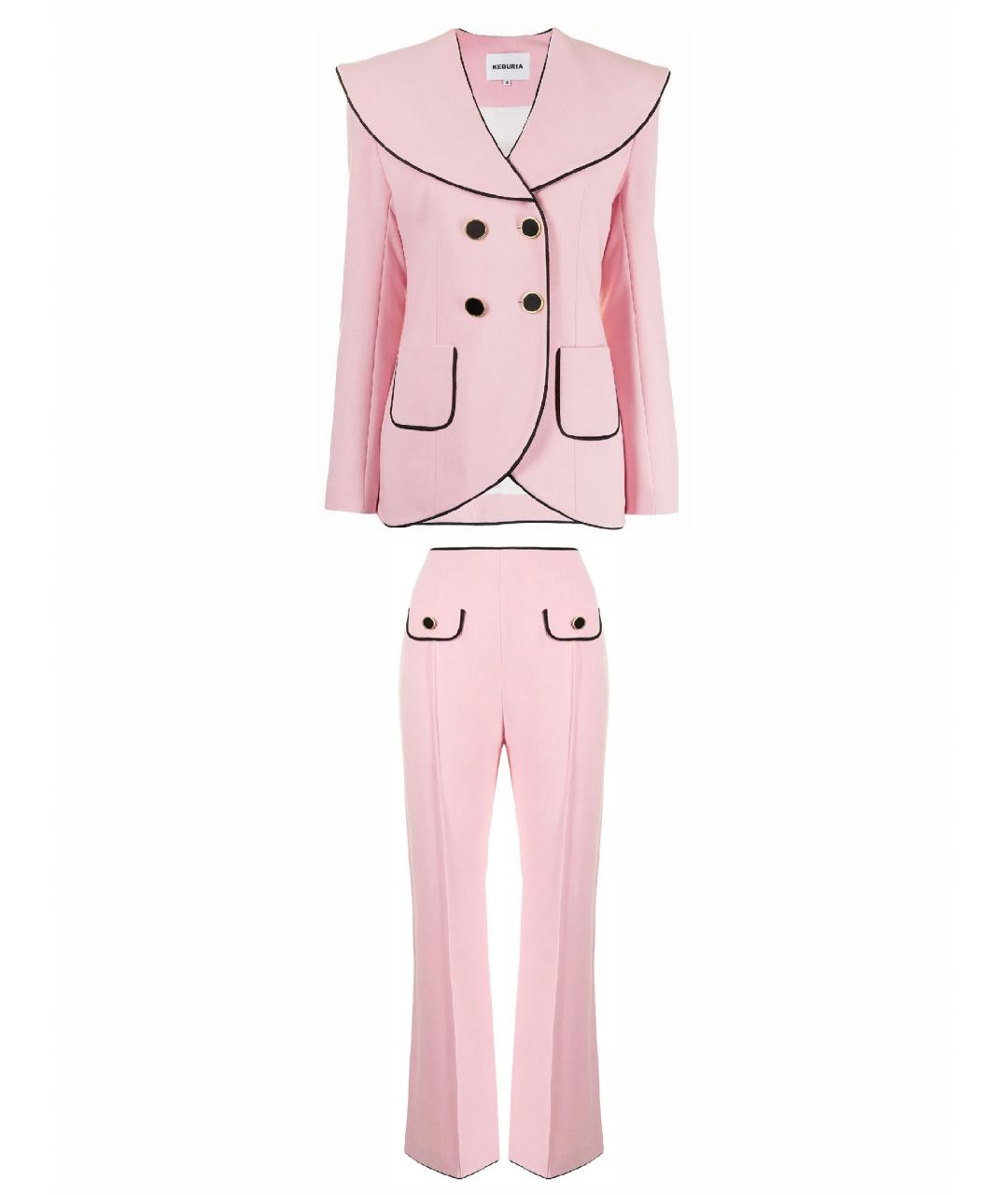GEORGE KEBURIA Розовый шерстяной костюм с брюками, фото 1