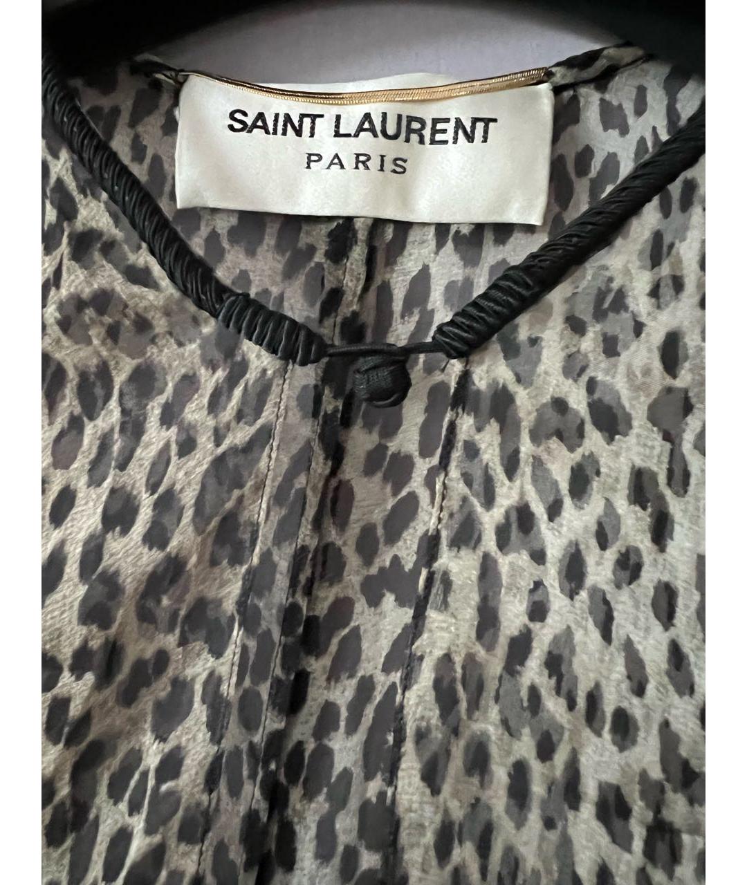 SAINT LAURENT Коричневое шелковое парео, фото 3