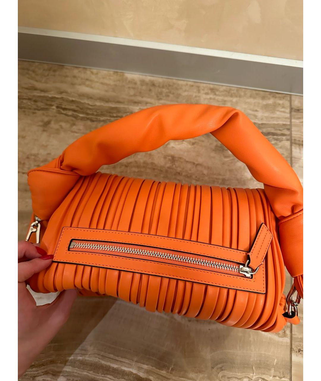 KARL LAGERFELD Оранжевая кожаная сумка с короткими ручками, фото 5