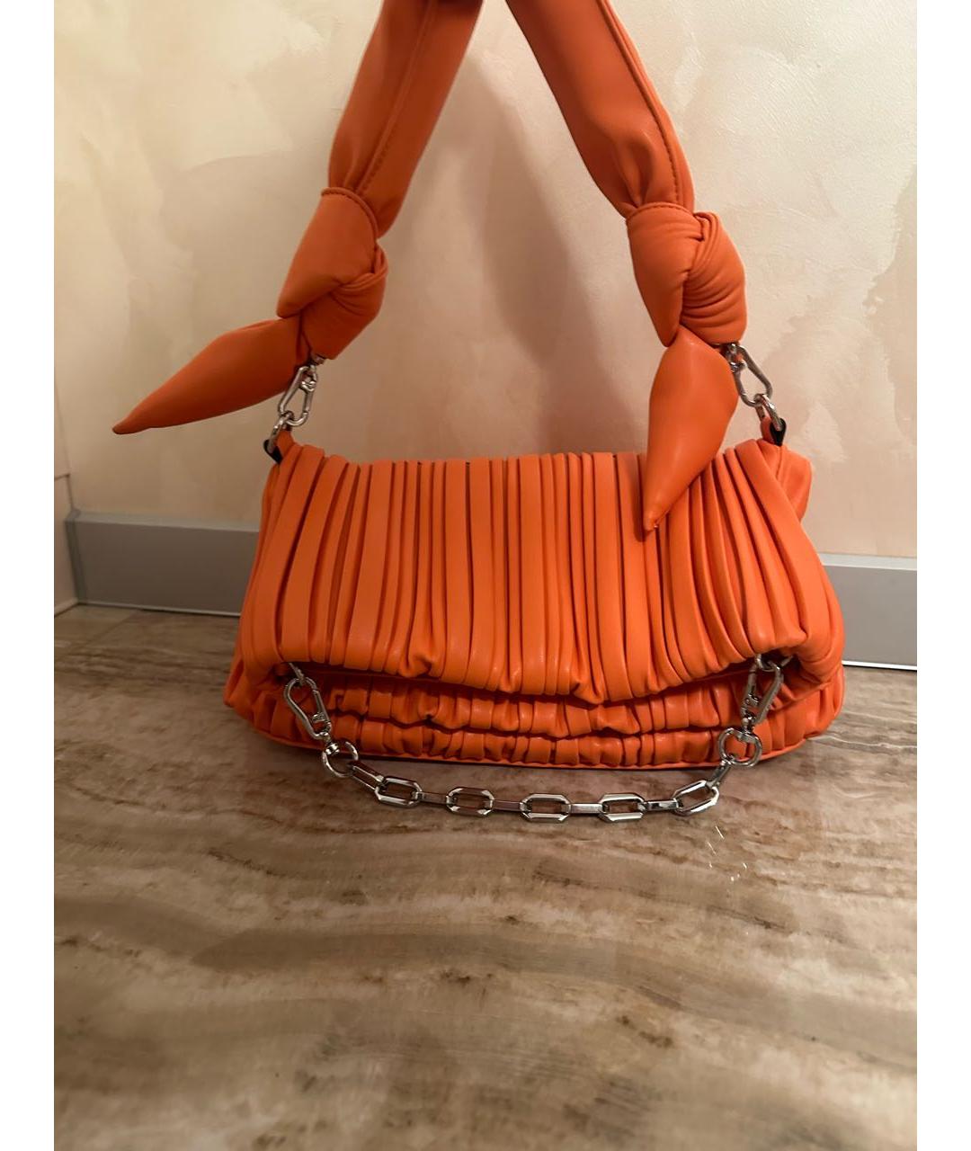 KARL LAGERFELD Оранжевая кожаная сумка с короткими ручками, фото 2