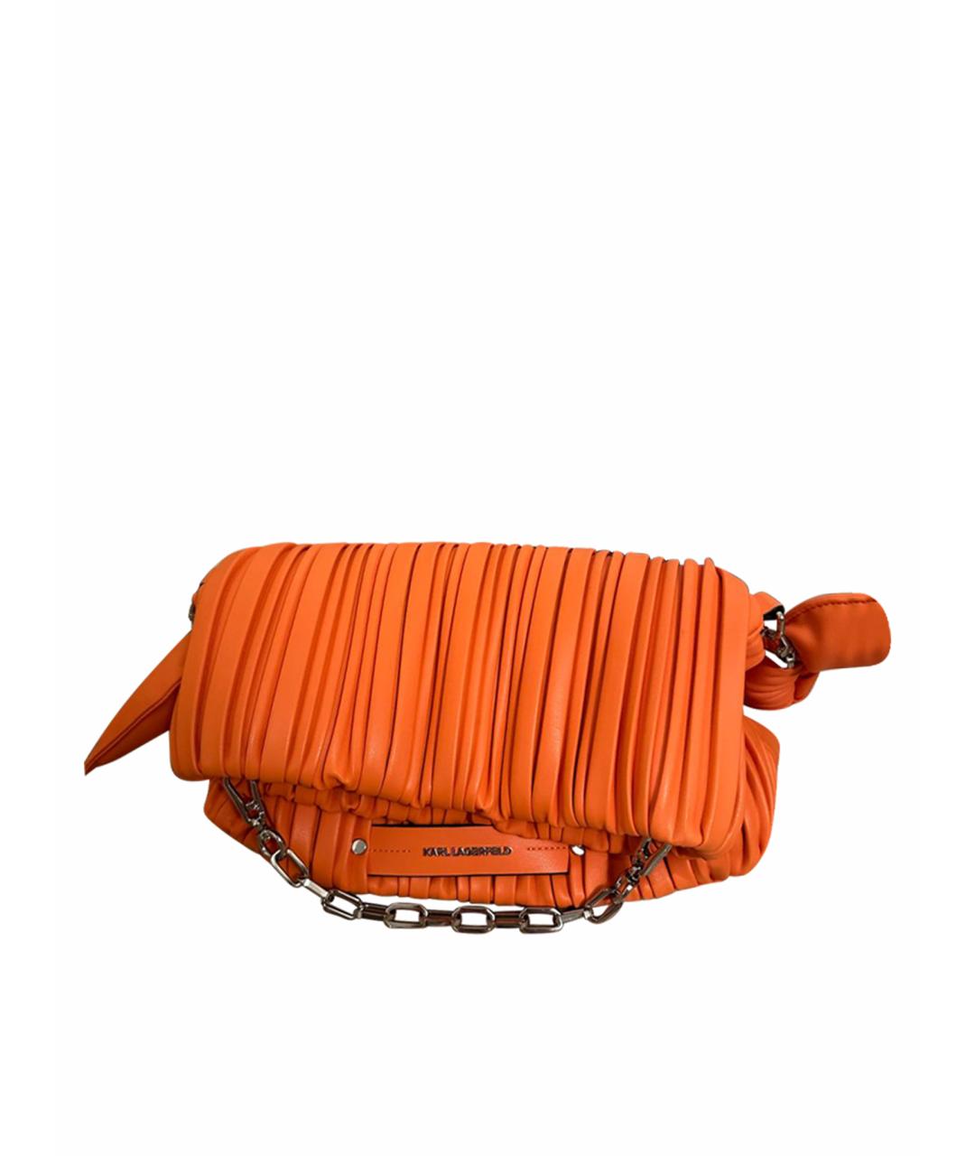 KARL LAGERFELD Оранжевая кожаная сумка с короткими ручками, фото 1