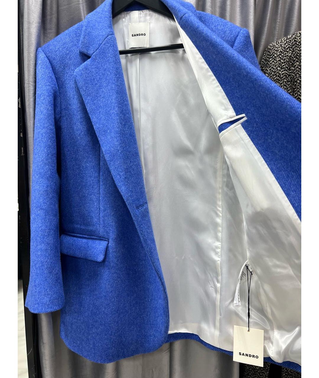 SANDRO Синий шерстяной жакет/пиджак, фото 3