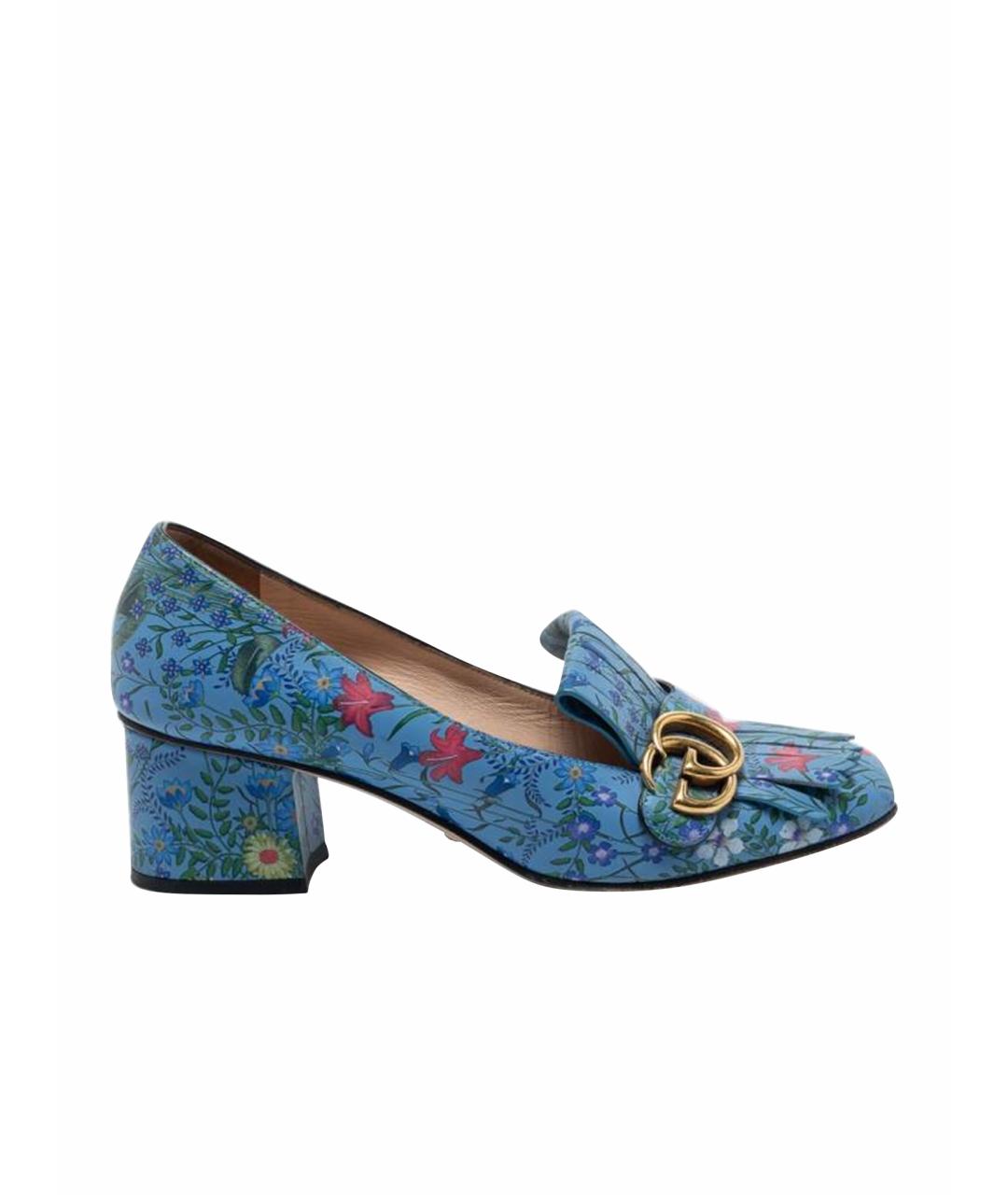 GUCCI Голубые кожаные туфли, фото 1