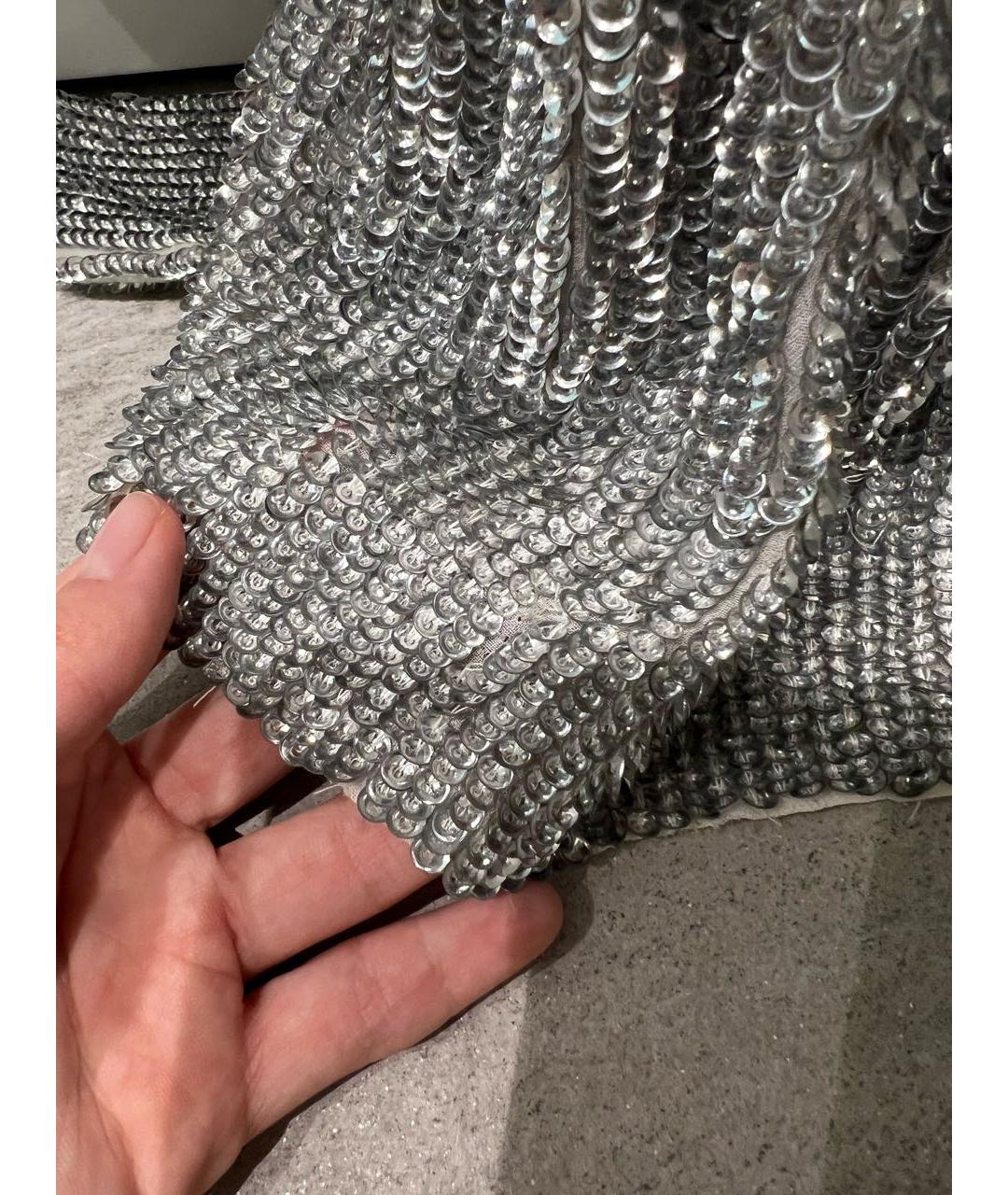 Retrofête Серебряное вискозное коктейльное платье, фото 4
