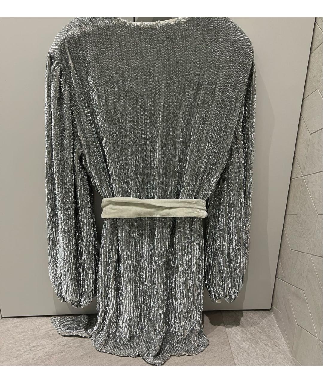 Retrofête Серебряное вискозное коктейльное платье, фото 3