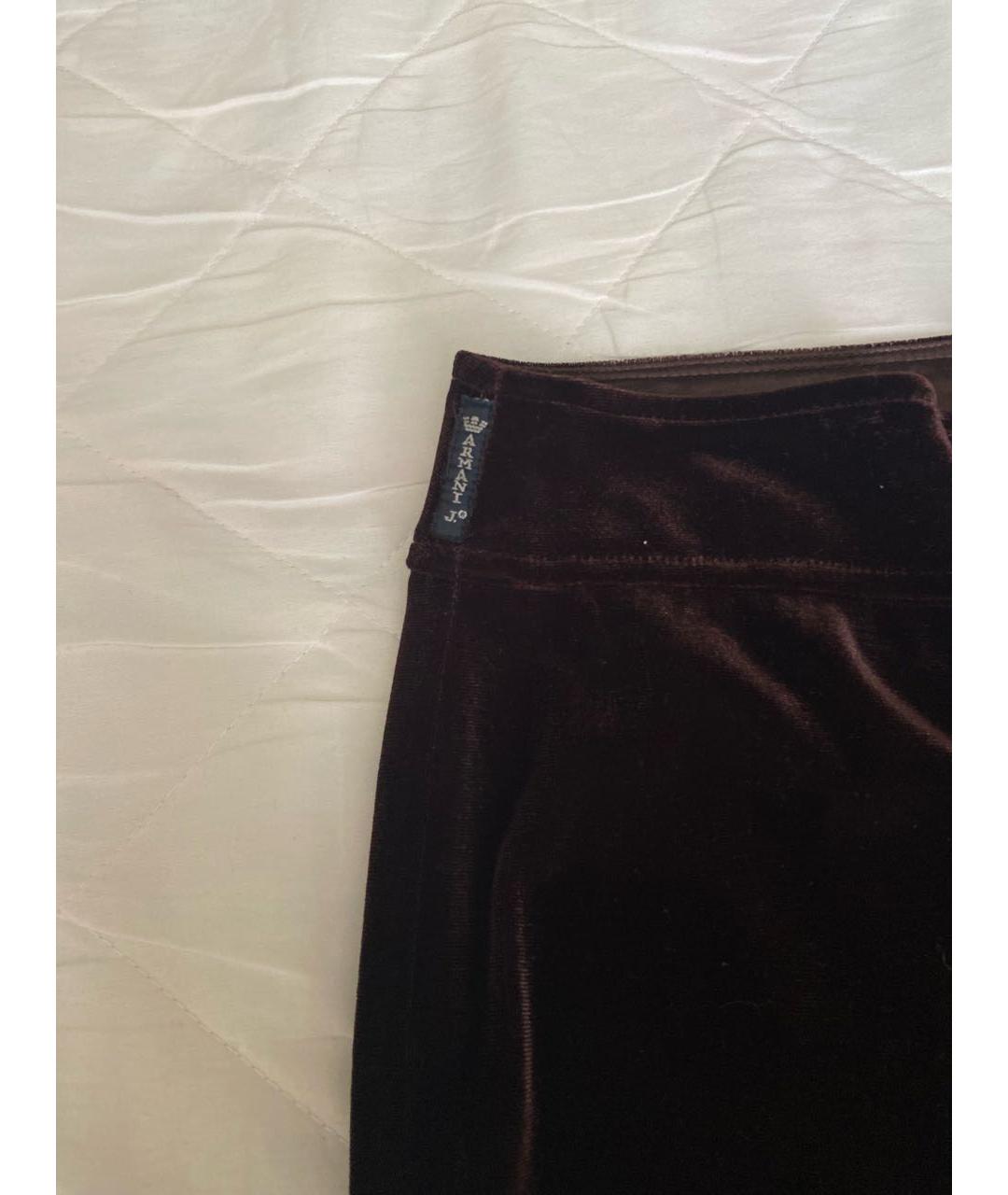 ARMANI JEANS Коричневые велюровые прямые брюки, фото 4