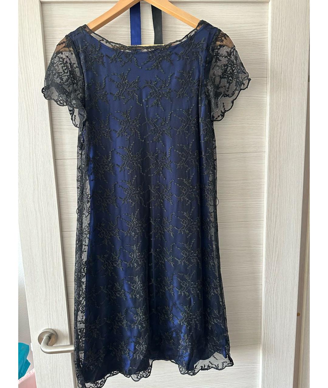 LOVE MOSCHINO Синее кружевное коктейльное платье, фото 2